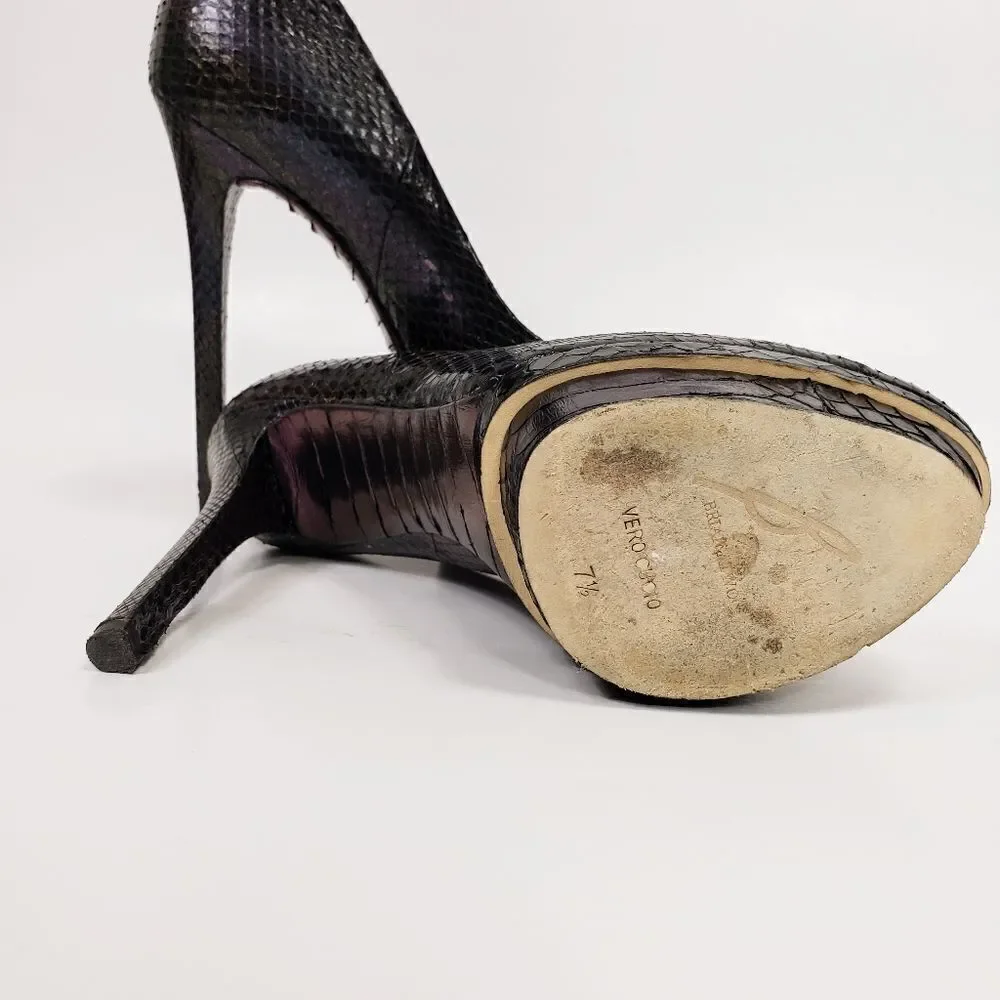 B Brian Atwood Iridescent Snakeskin Ferguson Platform Pumps Size 7.5